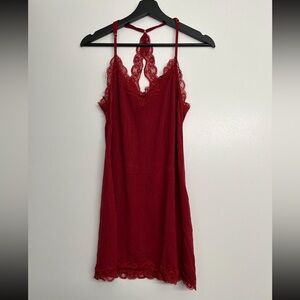 Red Lace Trim slip dress